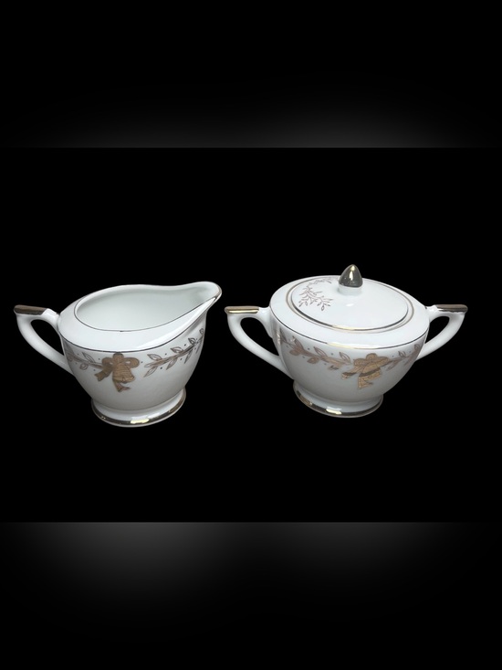 Lefton China Other - Lefton China VTG 50th Wedding Anniversary Creamer & Lid Sugar Bowl Set 274N Gold